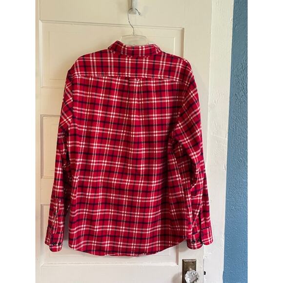 Lands' End Size Large Men's 100% Cotton Red Plaid Flannel Shirt Long Sleeve - Picture 3 of 5